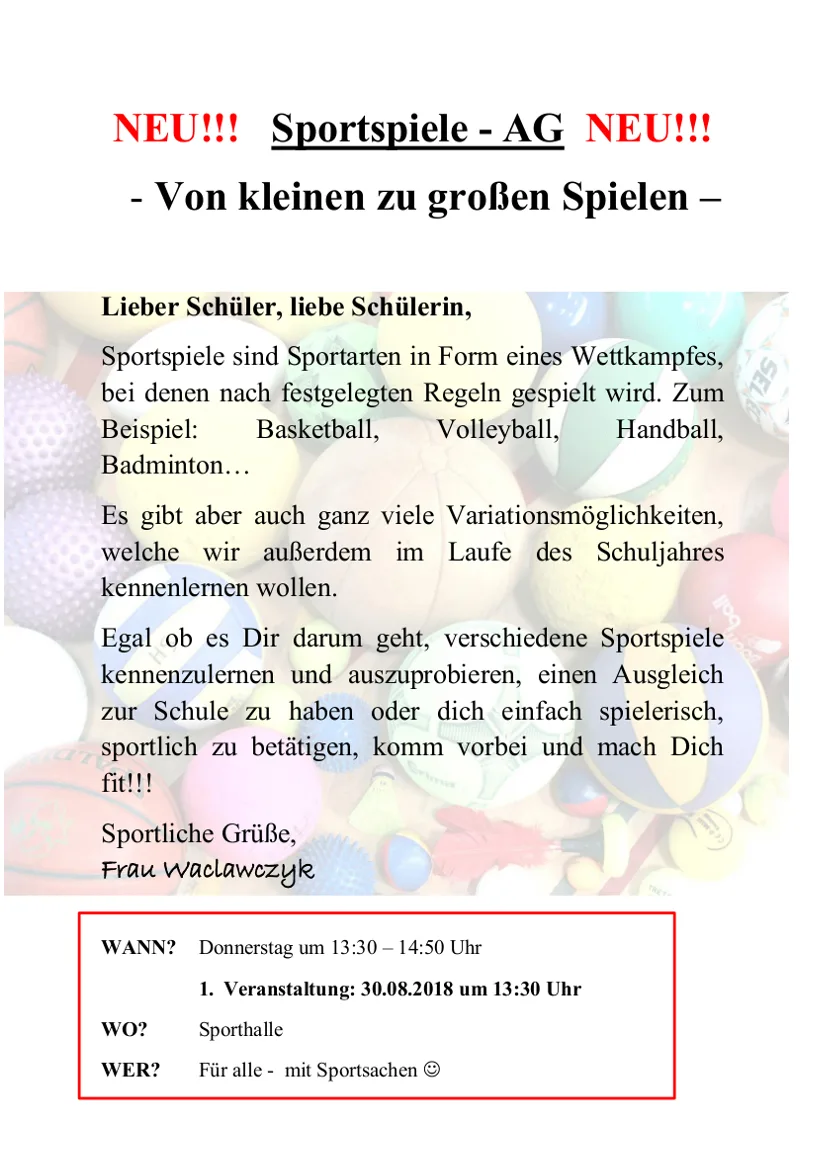 Bild zum Beitrag: AG Sportspiele